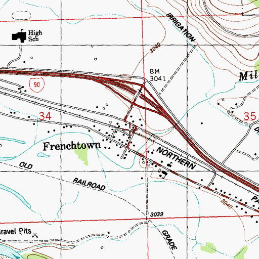 Topographic Map of Frenchtown, MT