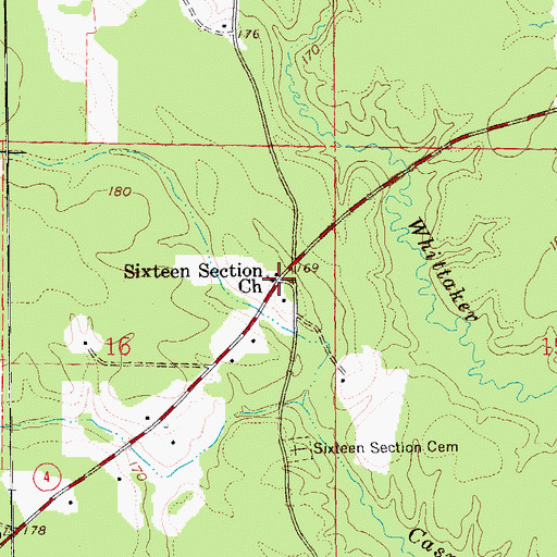 Topographic Map of Sixteenth Section Missionary Baptist Church, AR