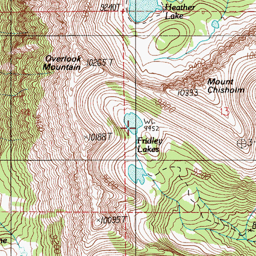 Topographic Map of Fridley Lakes, MT