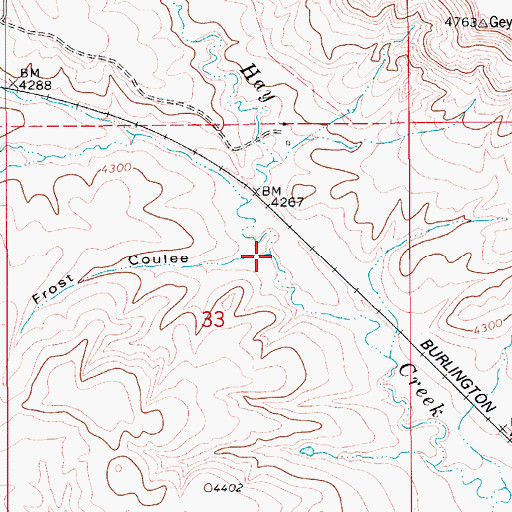 Topographic Map of Frost Coulee, MT