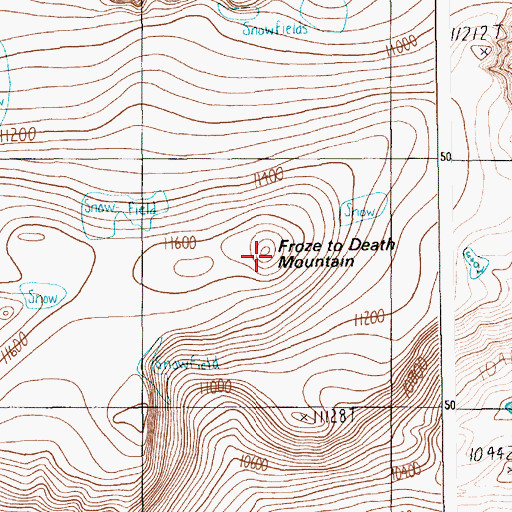Topographic Map of Froze-to-Death Mountain, MT