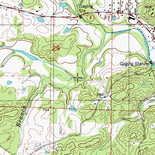Topographic Map of Sloan Branch, AR