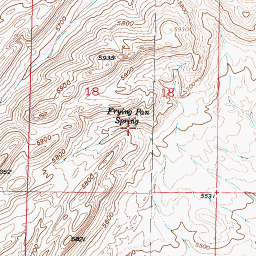 Topographic Map of Frying Pan Spring, MT