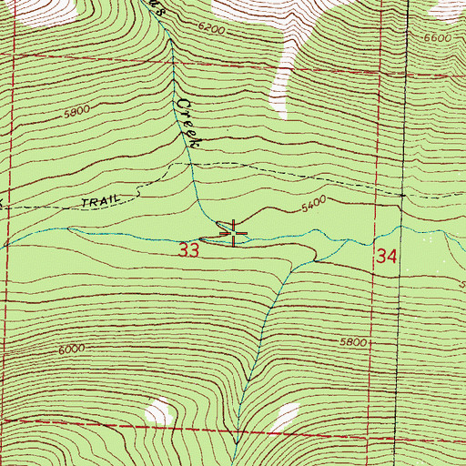 Topographic Map of Furious Creek, MT