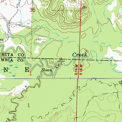 Topographic Map of Sloan Creek, AR