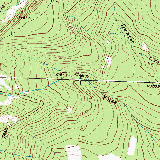 Topographic Map of Fuse Creek, MT