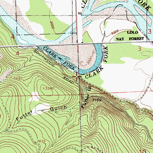 Topographic Map of Futter Gulch, MT