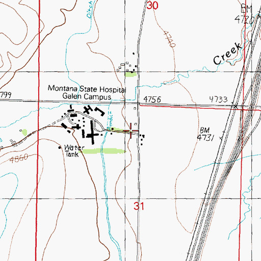 Topographic Map of Galen, MT