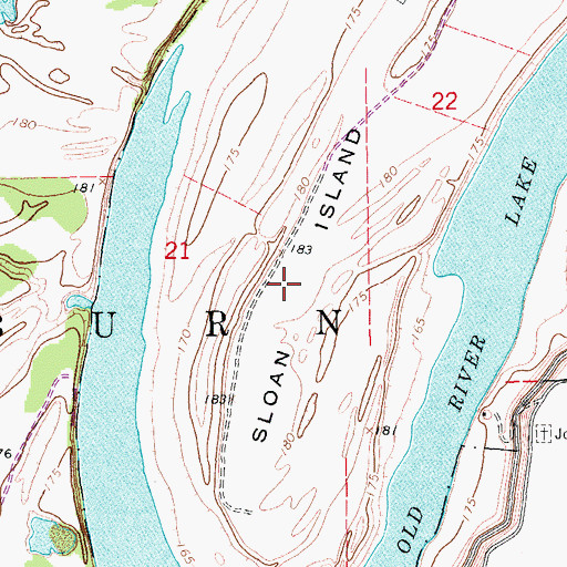 Topographic Map of Sloan Island, AR