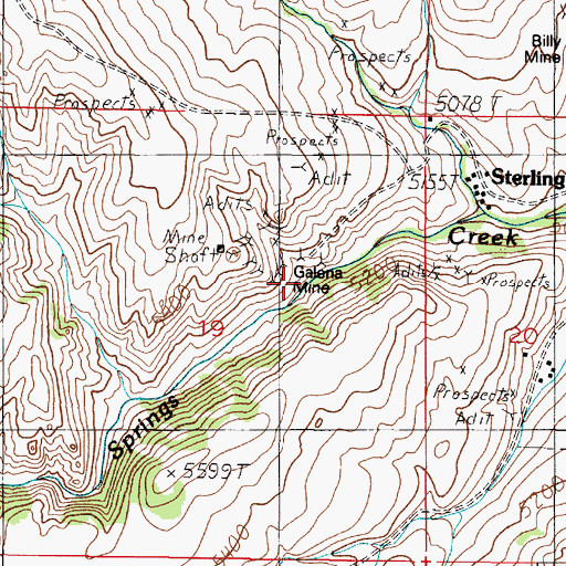 Topographic Map of Galena Mine, MT