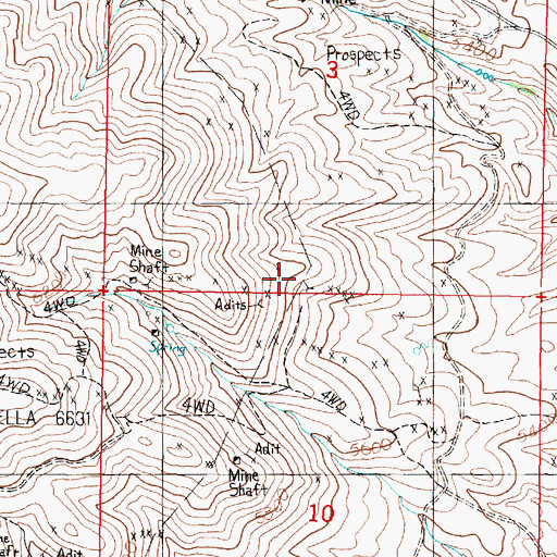 Topographic Map of Galena Mine, MT