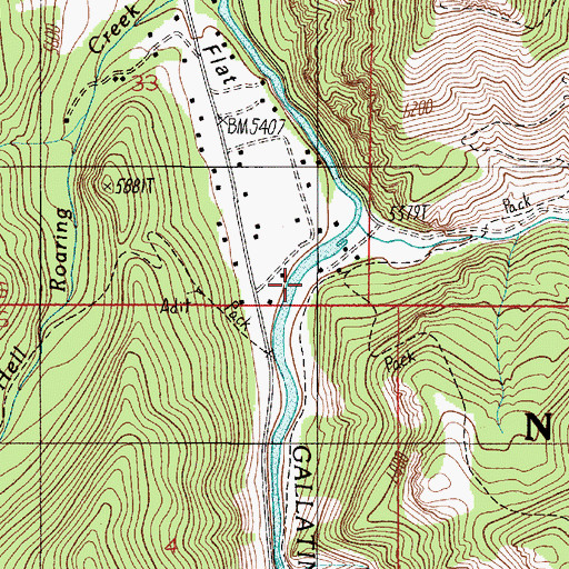 Topographic Map of Gallatin Canyon, MT