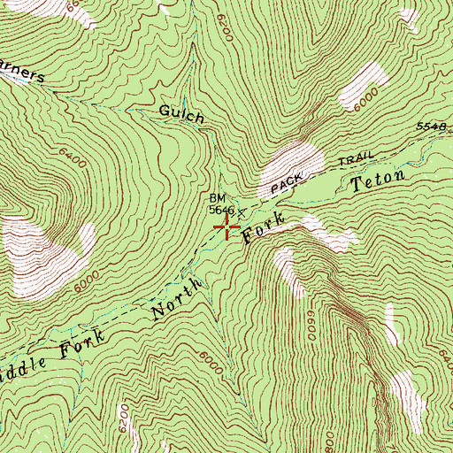 Topographic Map of Garners Gulch, MT