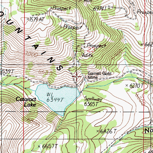 Topographic Map of Garnet Gold Mine, MT