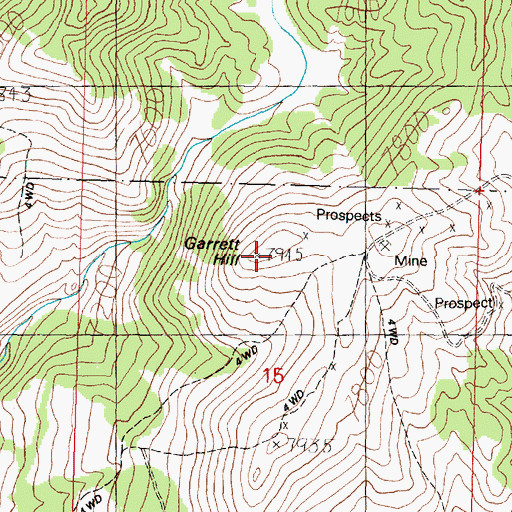 Topographic Map of Garrett Hill, MT