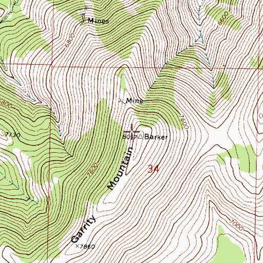 Topographic Map of Garrity Mountain, MT