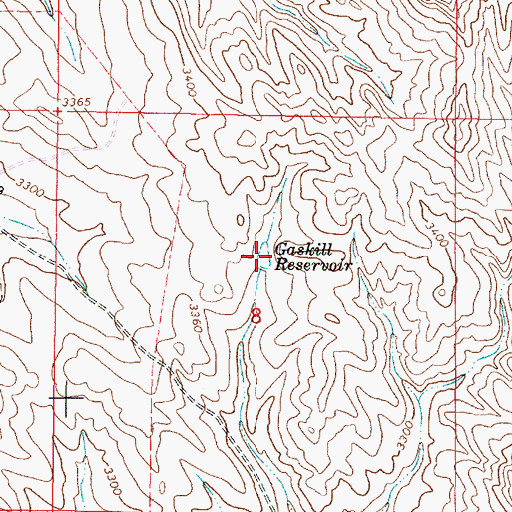 Topographic Map of Gaskill Reservoir, MT
