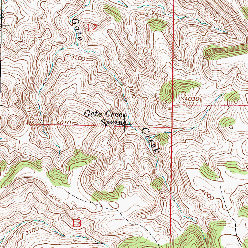Topographic Map of Gate Creek Spring, MT