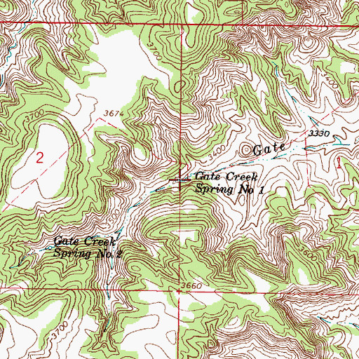 Topographic Map of Gate Creek Spring Number One, MT