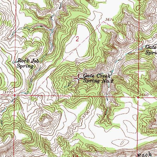 Topographic Map of Gate Creek Spring Number Two, MT