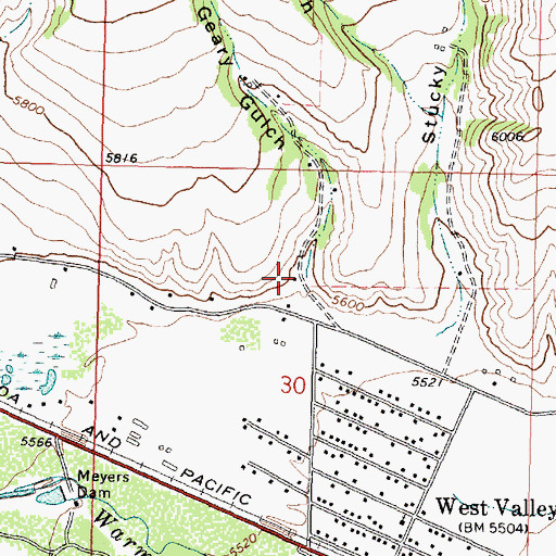 Topographic Map of Geary Gulch, MT