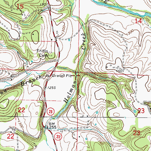 Topographic Map of Smyrna Branch, AR