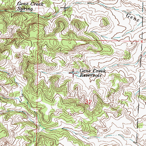 Topographic Map of Gene Creek Reservoir, MT