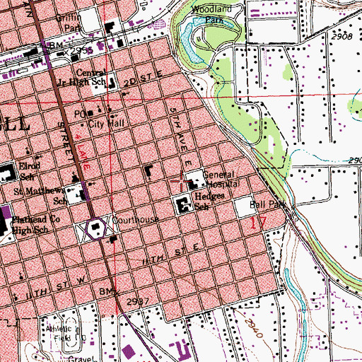 Topographic Map of General Hospital (historical), MT