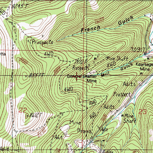 Topographic Map of General Shafter Mine, MT