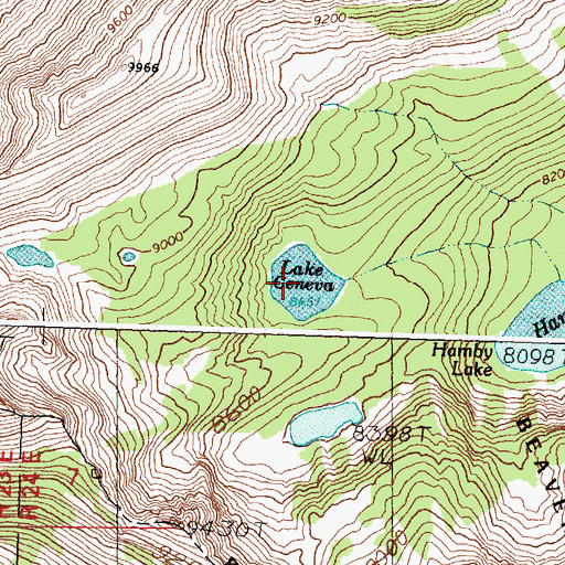 Topographic Map of Lake Geneva, MT