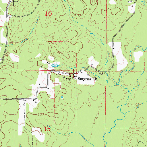 Topographic Map of Smyrna Church of Christ, AR