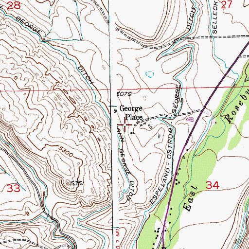 Topographic Map of George Place, MT