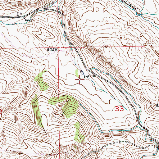 Topographic Map of George Place (historical), MT