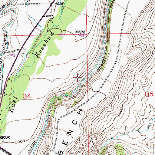 Topographic Map of George-Dana Ditch, MT