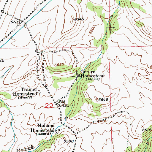 Topographic Map of Gerard Homestead, MT