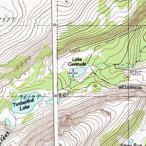 Topographic Map of Lake Gertrude, MT