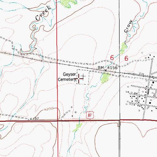 Topographic Map of Geyser Cemetery, MT