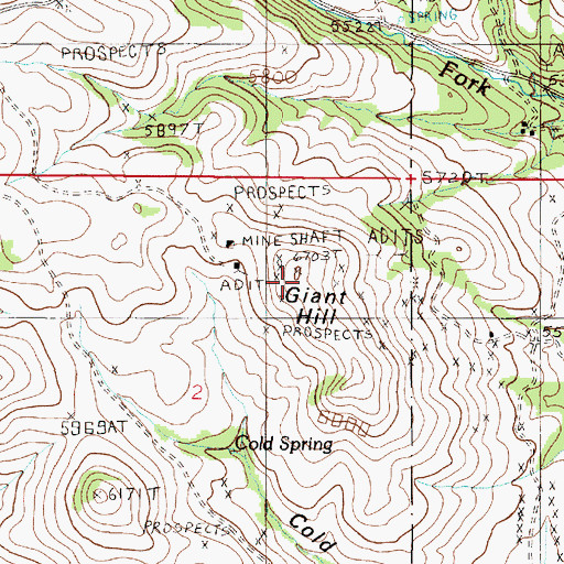 Topographic Map of Giant Hill, MT