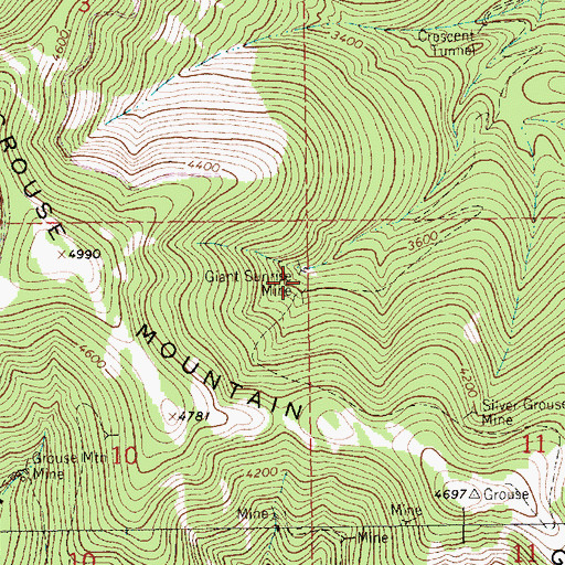 Topographic Map of Giant Sunrise Mine, MT