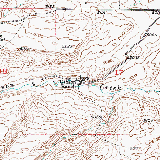 Topographic Map of Gibson Ranch, MT