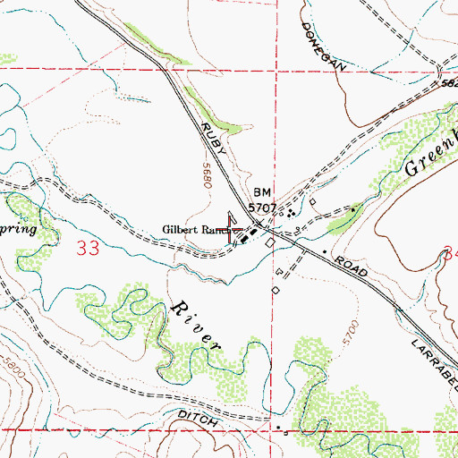 Topographic Map of Gilbert Ranch, MT