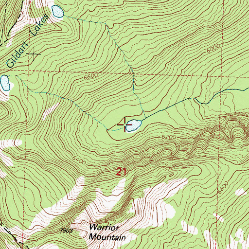 Topographic Map of Gildart Lakes, MT