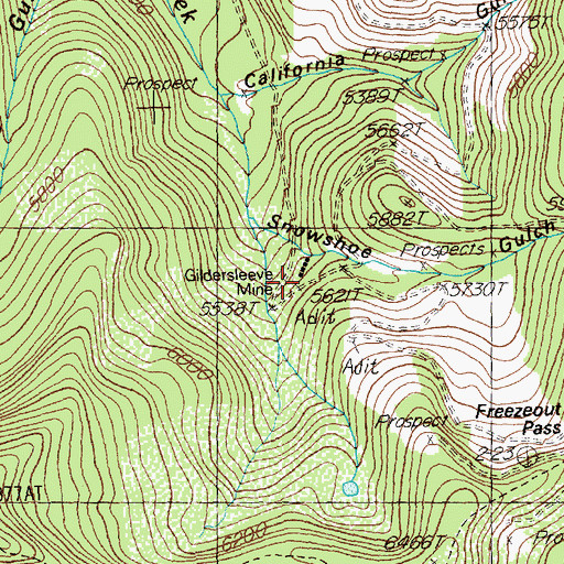 Topographic Map of Gildersleeve Mine, MT