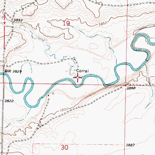 Topographic Map of Gillam Coulee, MT