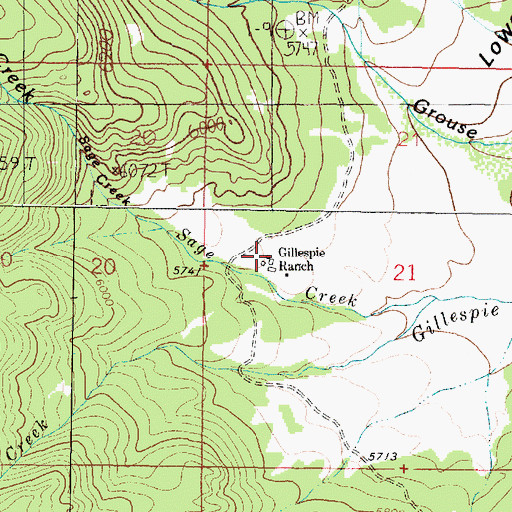 Topographic Map of Gillespie Ranch, MT