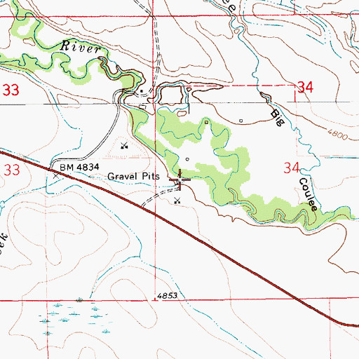 Topographic Map of Gillis Creek, MT