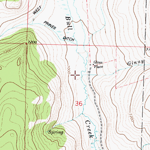 Topographic Map of Ginny Creek, MT