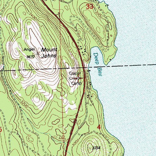 Topographic Map of Glacier Campground, MT