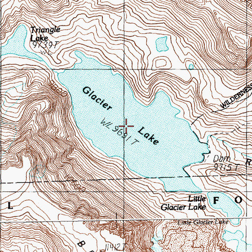 Topographic Map of Glacier Lake, MT
