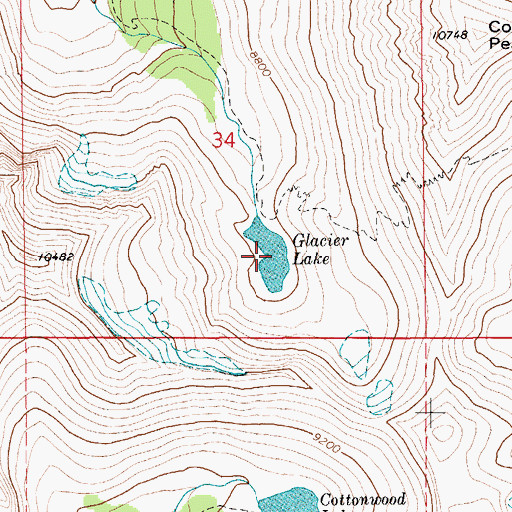 Topographic Map of Glacier Lake, MT